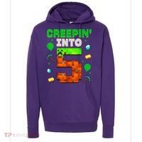 5th Birthday Gamer Pixel Creepin’ Into 5 Video Game Party Hoodie thumb 0