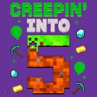 5th Birthday Gamer Pixel Creepin’ Into 5 Video Game Party Hoodie thumb 2