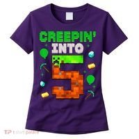 5th Birthday Gamer Pixel Creepin’ Into 5 Video Game Party Women's T-Shirt thumb 0