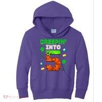 5th Birthday Gamer Pixel Creepin’ Into 5 Video Game Party Kids Hoodie thumb 0