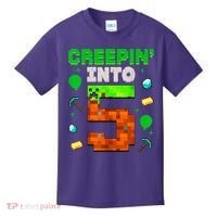 5th Birthday Gamer Pixel Creepin’ Into 5 Video Game Party Kids T-Shirt thumb 0