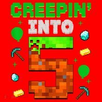5th Birthday Gamer Pixel Creepin’ Into 5 Video Game Party Santa Hat thumb 1