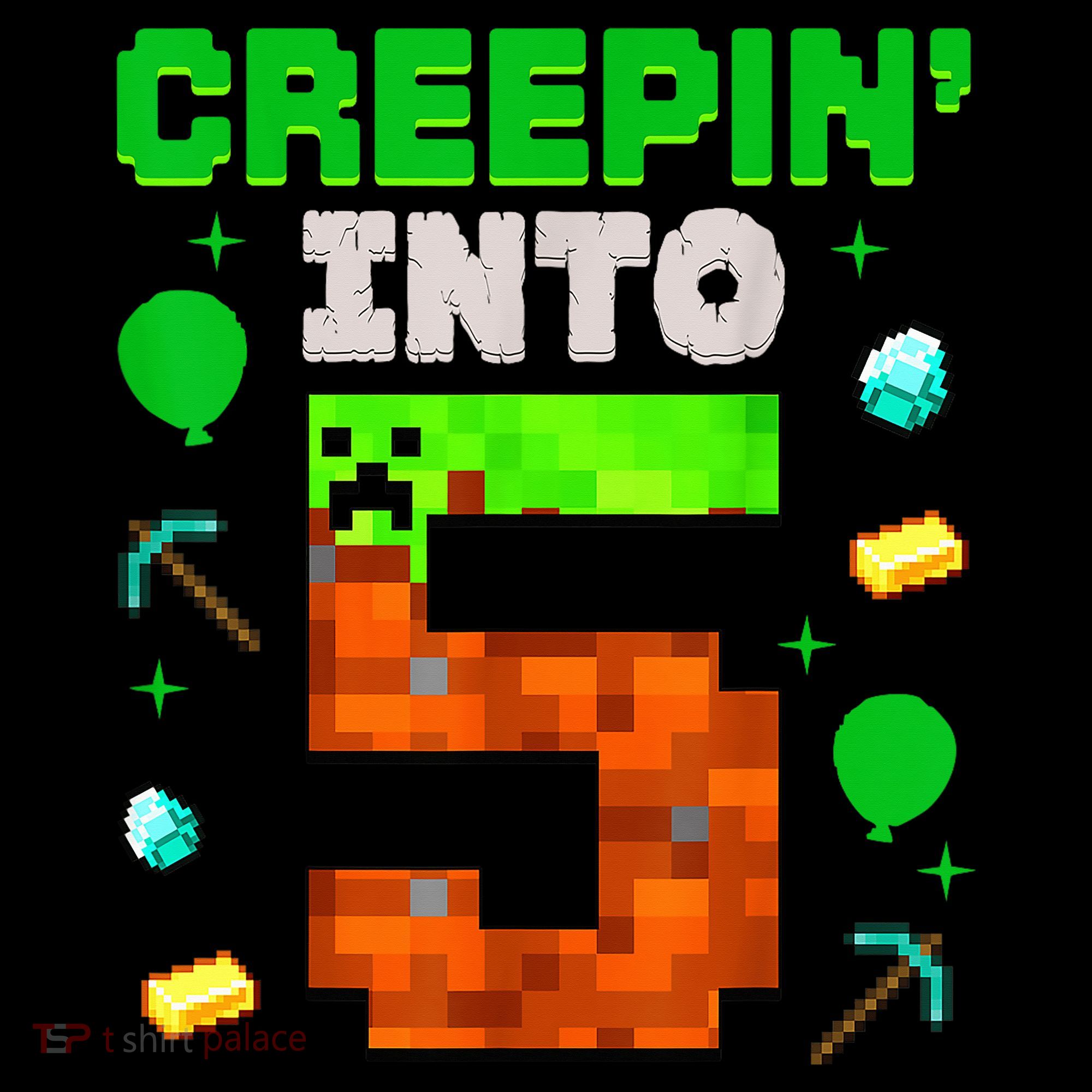 5th Birthday Gamer Pixel Style Creepin’ Into 5 Video Game Party Coffee Mug