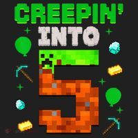 5th Birthday Gamer Pixel Style Creepin’ Into 5 Video Game Party Beanie thumb 2