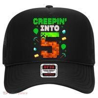 5th Birthday Gamer Pixel Style Creepin’ Into 5 Video Game Party Hat thumb 0