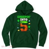5th Birthday Gamer Pixel Style Creepin’ Into 5 Video Game Party Hoodie thumb 0
