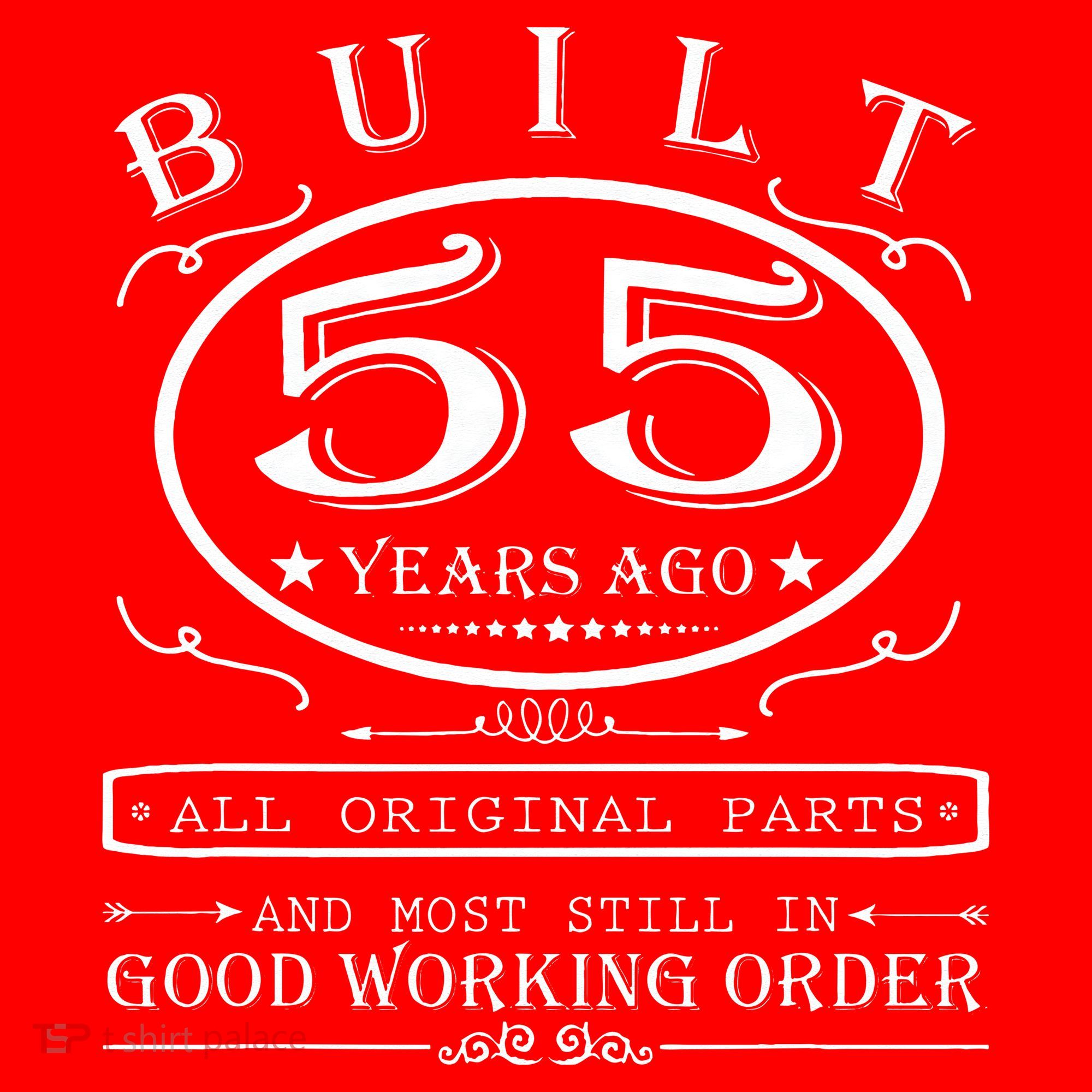 55th Birthday Graphic Built 55 Years Ago Original Parts Santa Hat