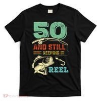 50th Birthday Gift For Fisherman Mens T-Shirt thumb 0