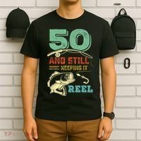 50th Birthday Gift For Fisherman Mens T-Shirt thumb 6