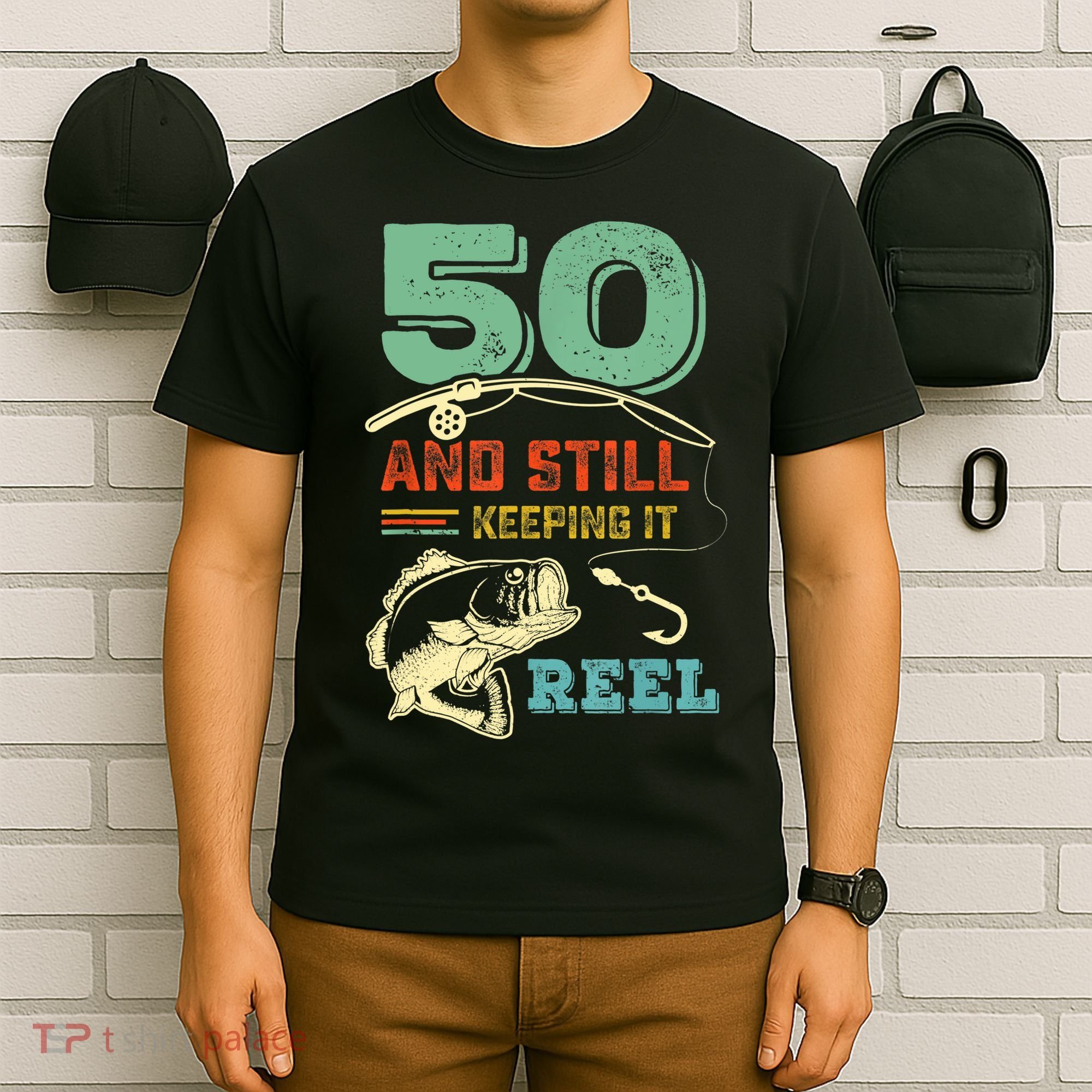 50th Birthday Gift For Fisherman Mens T-Shirt