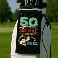 50th Birthday Gift For Fisherman Mens Golf Towel thumb 2
