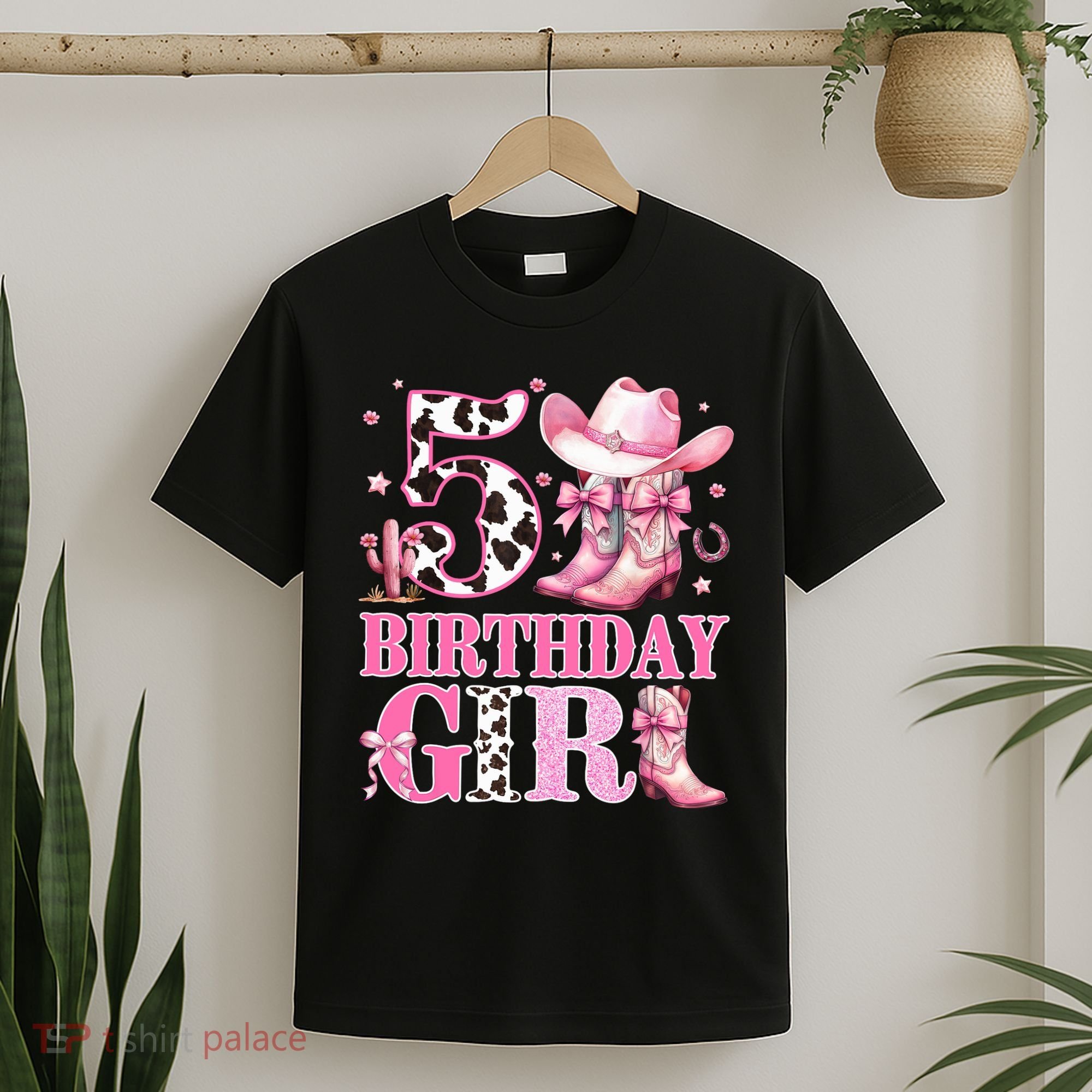 5th Birthday Girl Rodeo Western Cowgirl Birthday Party  T-Shirt