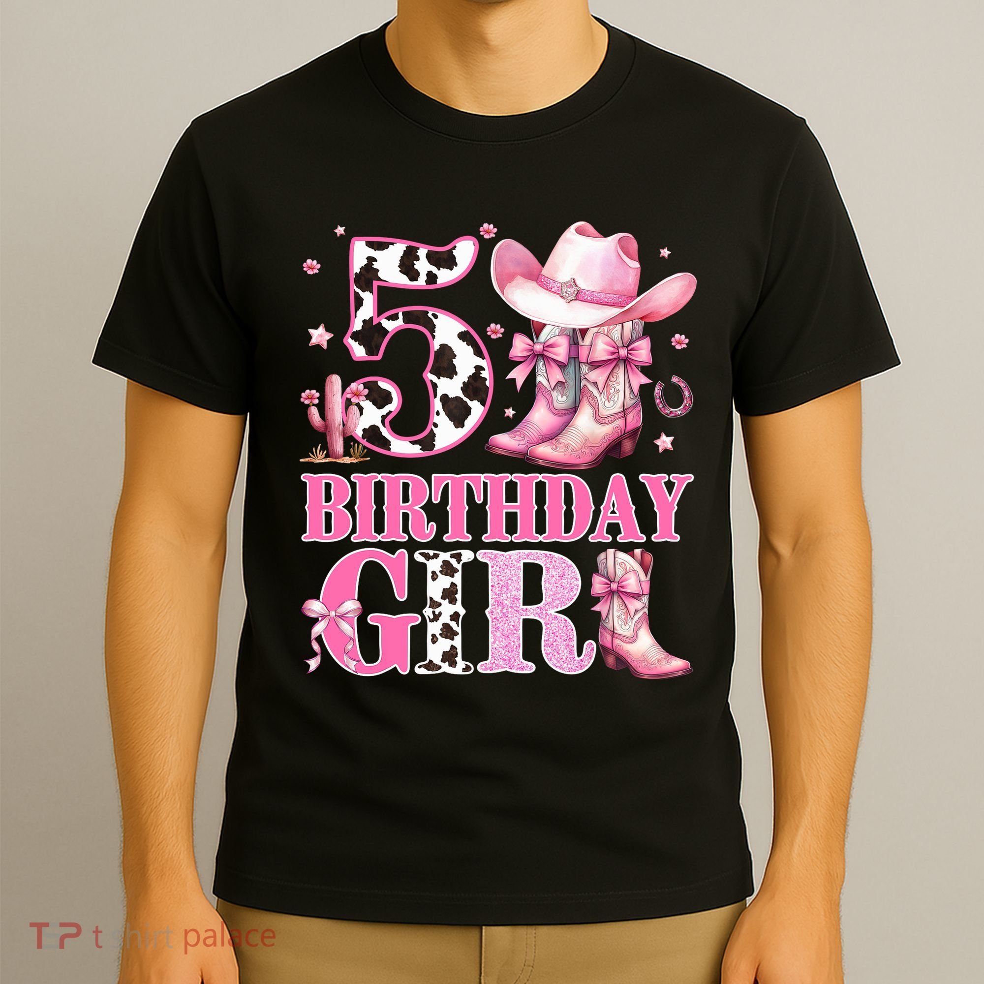5th Birthday Girl Rodeo Western Cowgirl Birthday Party  T-Shirt