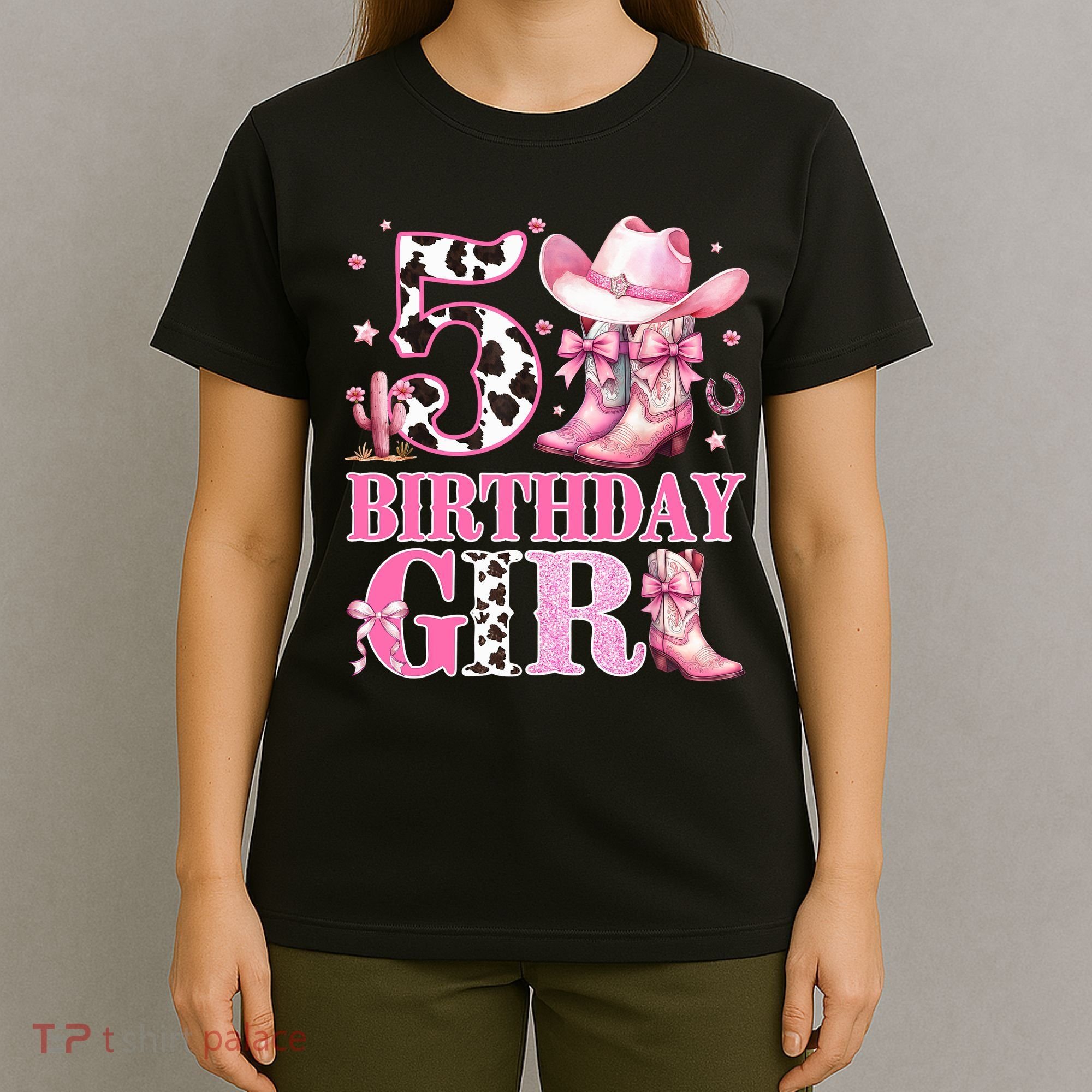 5th Birthday Girl Rodeo Western Cowgirl Birthday Party  T-Shirt
