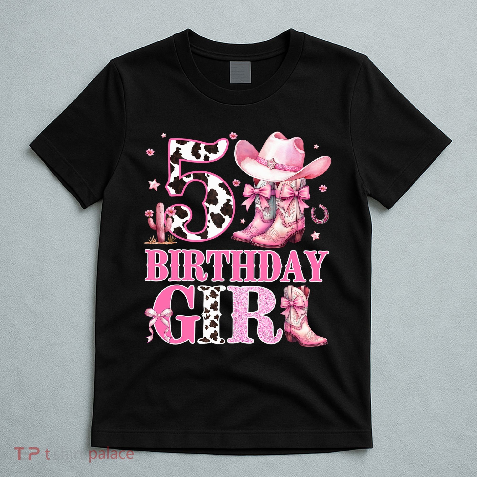 5th Birthday Girl Rodeo Western Cowgirl Birthday Party  T-Shirt