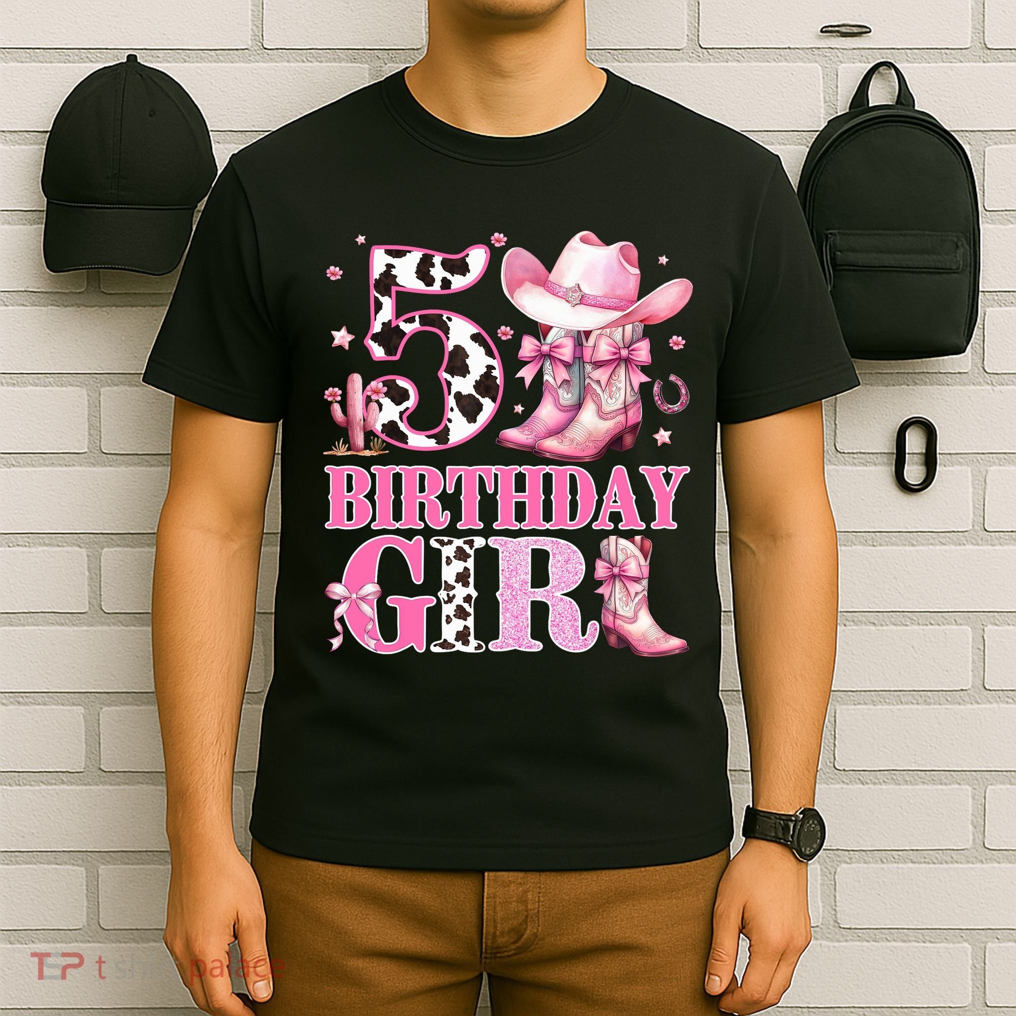 5th Birthday Girl Rodeo Western Cowgirl Birthday Party  T-Shirt
