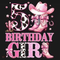 5th Birthday Girl Rodeo Western Cowgirl Birthday Party  T-Shirt thumb 7