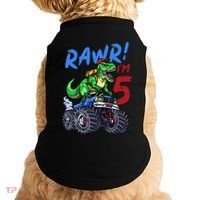 5th Birthday I’M 5 Dinosaur T Rex Monster Truck Doggie Tank thumb 0