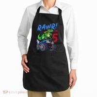 5th Birthday I’M 5 Dinosaur T Rex Monster Truck Apron thumb 2