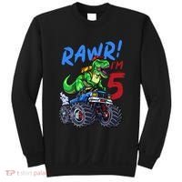5th Birthday I’M 5 Dinosaur T Rex Monster Truck Sweatshirt thumb 0