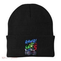 5th Birthday I’M 5 Dinosaur T Rex Monster Truck Beanie thumb 0