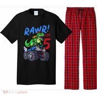 5th Birthday I’M 5 Dinosaur T Rex Monster Truck Pajama Set thumb 0