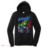 5th Birthday I’M 5 Dinosaur T Rex Monster Truck Women's Hoodie thumb 0