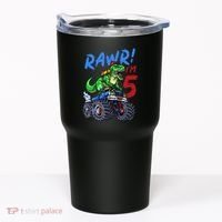 5th Birthday I’M 5 Dinosaur T Rex Monster Truck Tumbler thumb 0