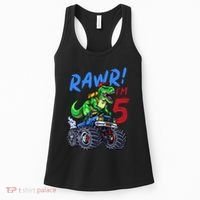 5th Birthday I’M 5 Dinosaur T Rex Monster Truck Women's Tank Top thumb 0