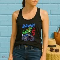 5th Birthday I’M 5 Dinosaur T Rex Monster Truck Women's Tank Top thumb 2