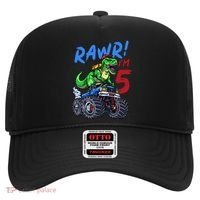 5th Birthday I’M 5 Dinosaur T Rex Monster Truck Hat thumb 0
