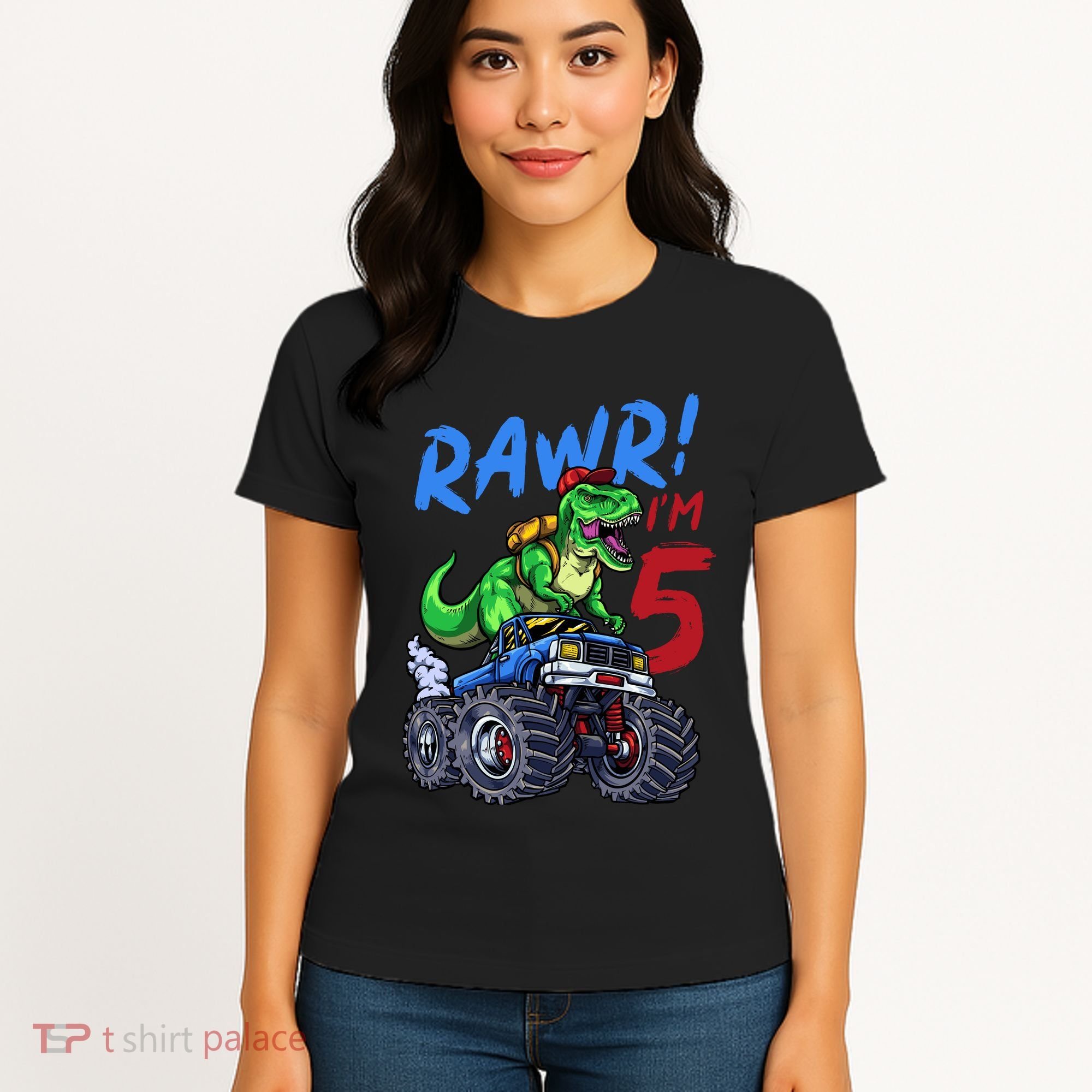 5th Birthday I’M 5 Dinosaur T Rex Monster Truck Women's T-Shirt