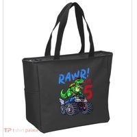 5th Birthday I’M 5 Dinosaur T Rex Monster Truck Tote Bag thumb 2