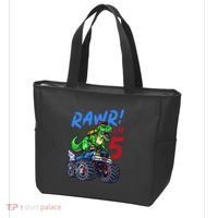 5th Birthday I’M 5 Dinosaur T Rex Monster Truck Tote Bag thumb 3