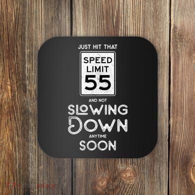 55th Birthday Idea Speed Limit Sign 55 mph Funny Driving Coaster