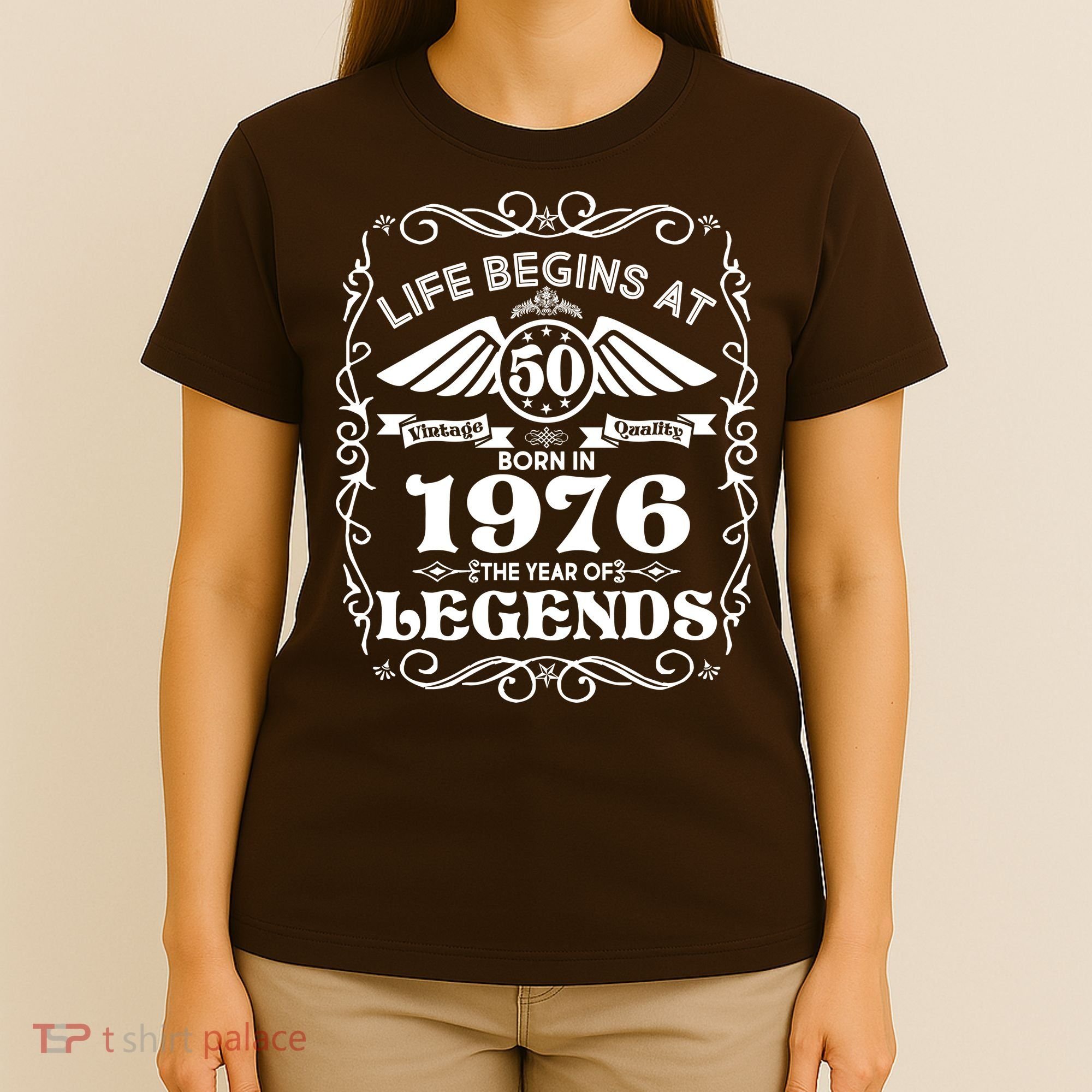 50th Birthday Life Begins At 50 Born In 1976 The Year Of Legends T-Shirt