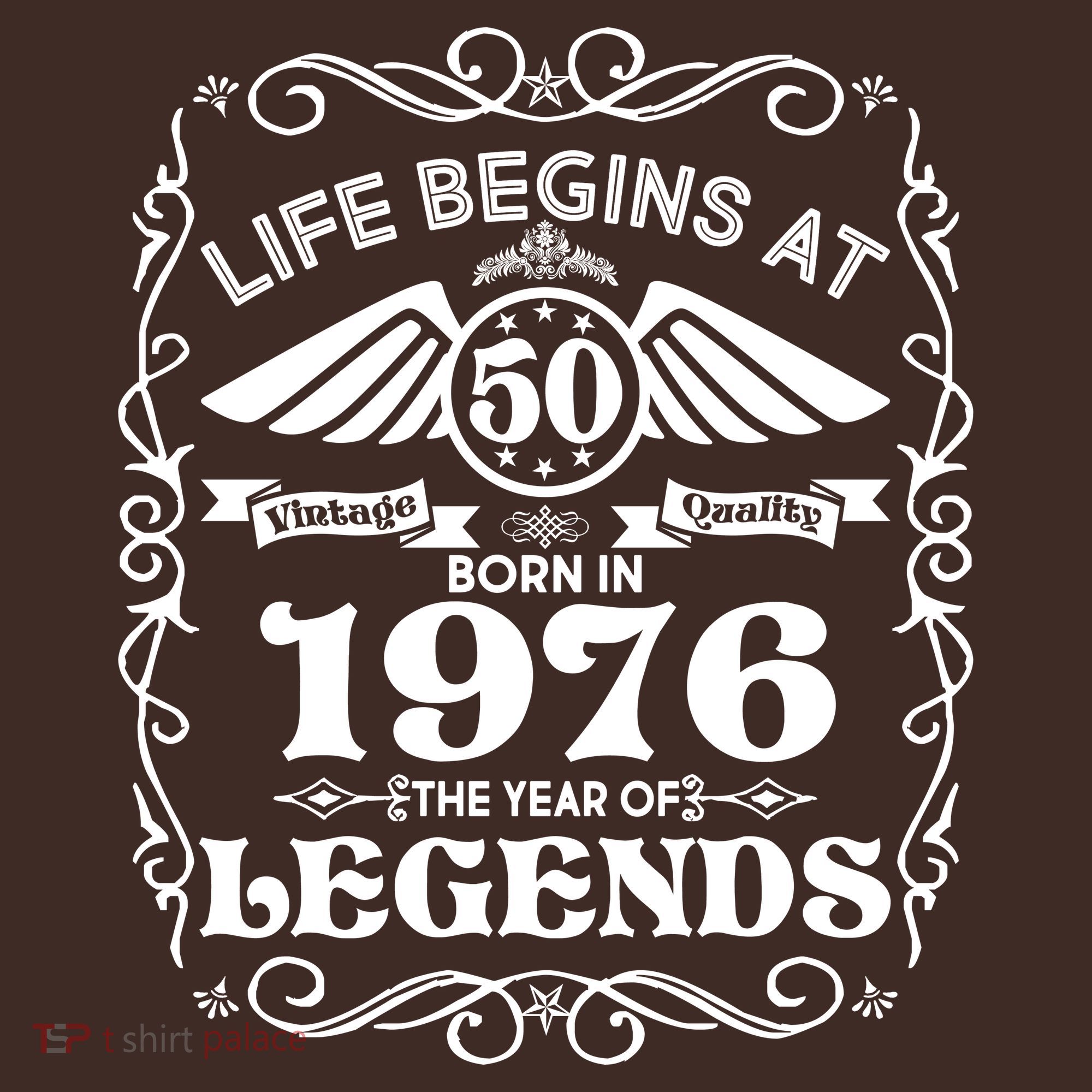 50th Birthday Life Begins At 50 Born In 1976 The Year Of Legends T-Shirt