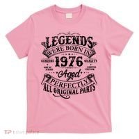 50th Birthday Legends Were Born In 1976 Age Perfectly Vintage Scroll  T-Shirt thumb 0