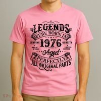 50th Birthday Legends Were Born In 1976 Age Perfectly Vintage Scroll  T-Shirt thumb 3
