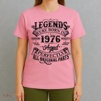 50th Birthday Legends Were Born In 1976 Age Perfectly Vintage Scroll  T-Shirt thumb 4