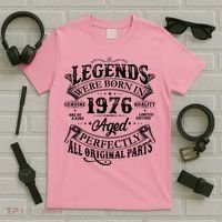 50th Birthday Legends Were Born In 1976 Age Perfectly Vintage Scroll  T-Shirt thumb 5