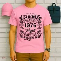 50th Birthday Legends Were Born In 1976 Age Perfectly Vintage Scroll  T-Shirt thumb 6