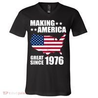 50th Birthday Making American Great Since 1976 V-Neck T-Shirt thumb 0