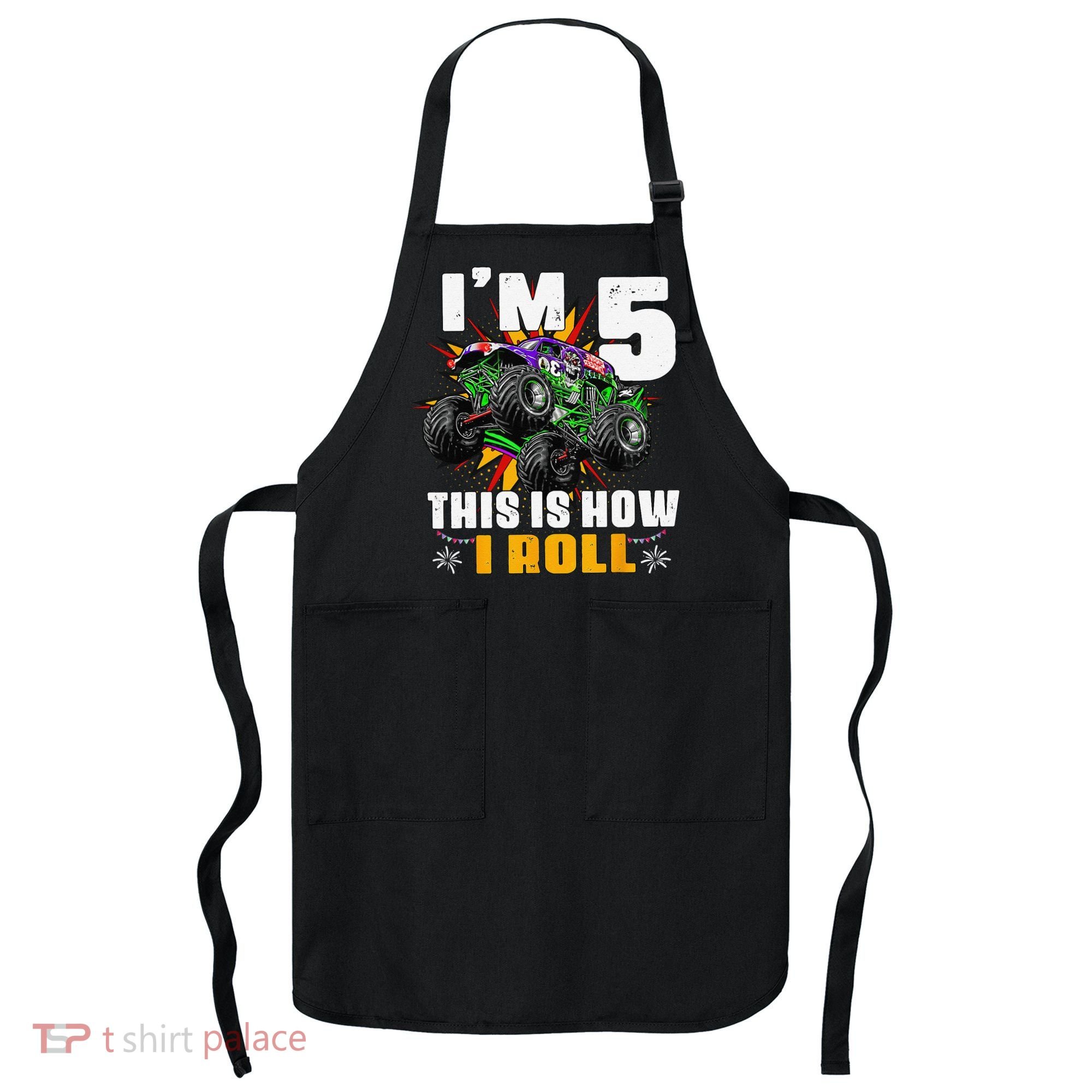 5th Birthday Monster Truck Rule JAM Five Years Apron