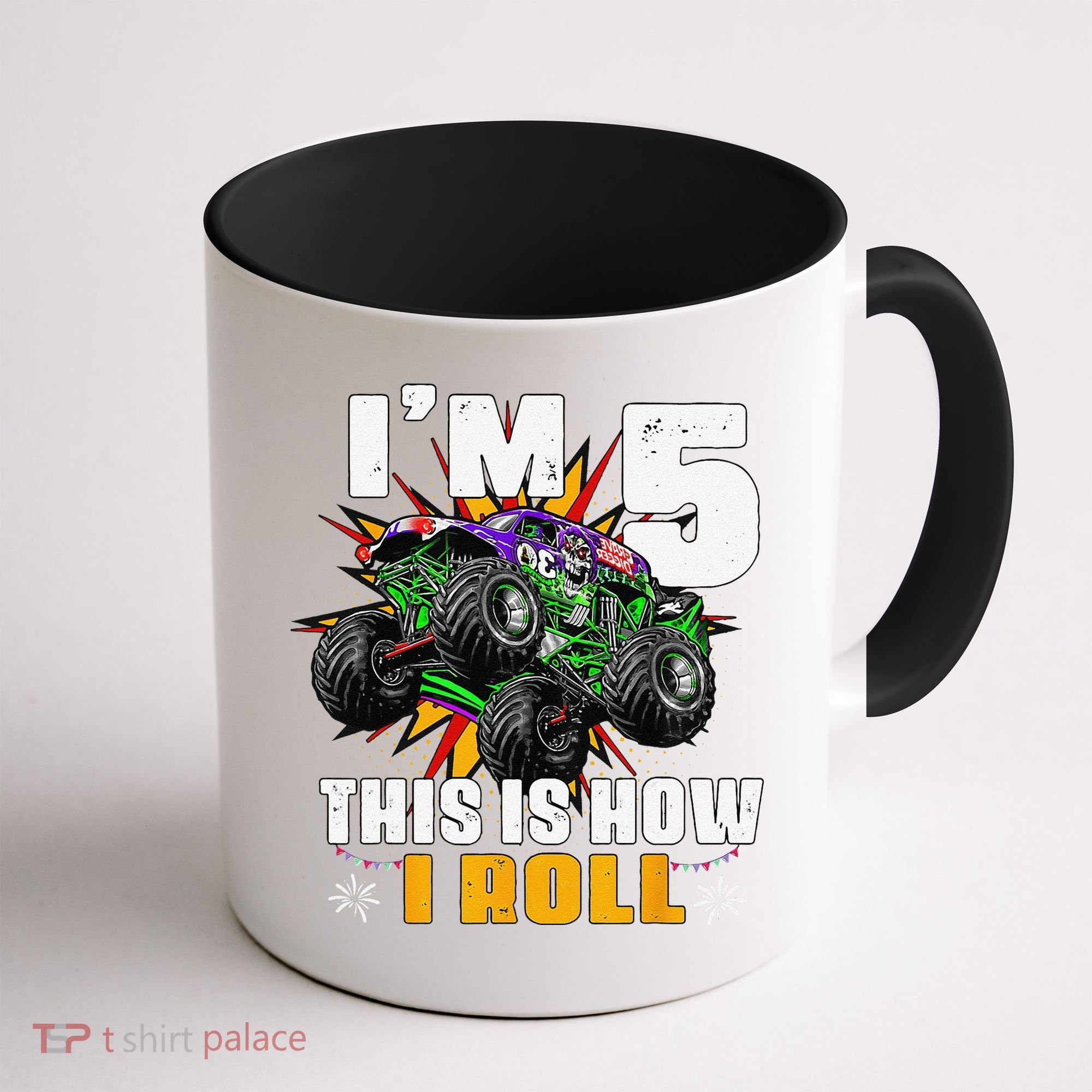 5th Birthday Monster Truck Rule JAM Five Years Coffee Mug
