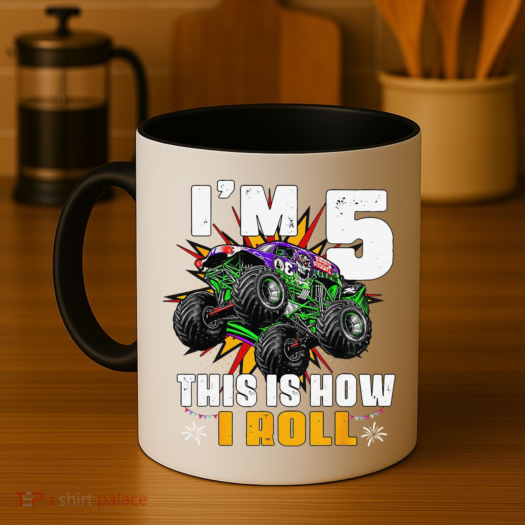 5th Birthday Monster Truck Rule JAM Five Years Coffee Mug