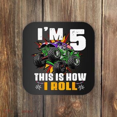 5th Birthday Monster Truck Rule JAM Five Years Coaster