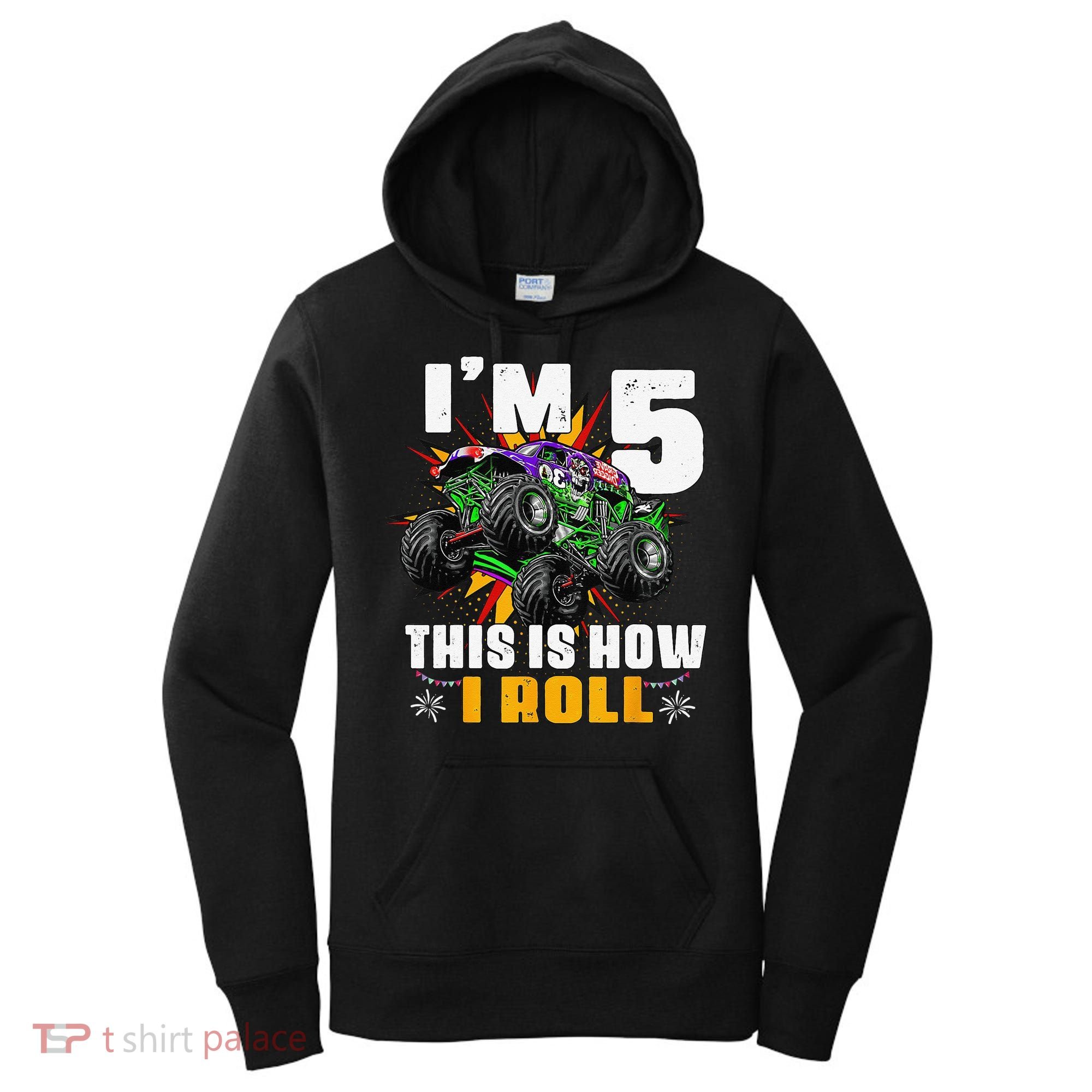5th Birthday Monster Truck Rule JAM Five Years Women's Hoodie