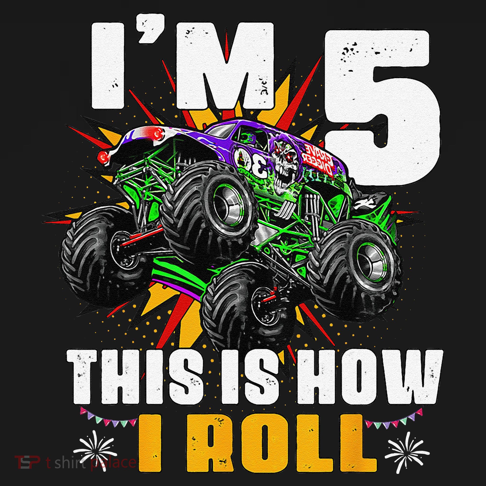 5th Birthday Monster Truck Rule JAM Five Years Women's Hoodie
