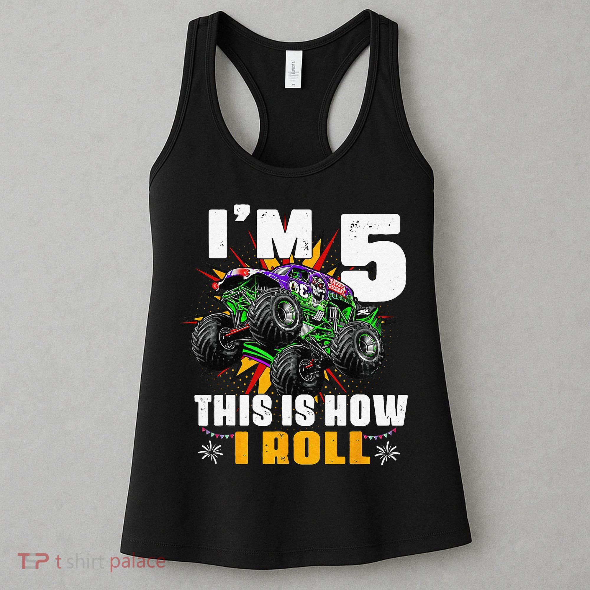 5th Birthday Monster Truck Rule JAM Five Years Women's Tank Top